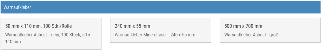 Warnaufkleber Asbest/Mineralfaser